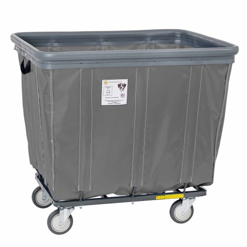 R&B Wire 16 Bushel Vinyl Basket Truck w/Sewn-In Air Cushion, All Swivel Casters, Gray